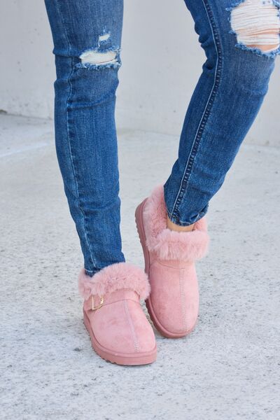 Forever Link Furry Chunky Thermal Ankle Boots  Trendsi   