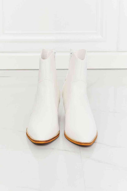 MMShoes Faux Leather Western Ankle Boots in White  Trendsi   