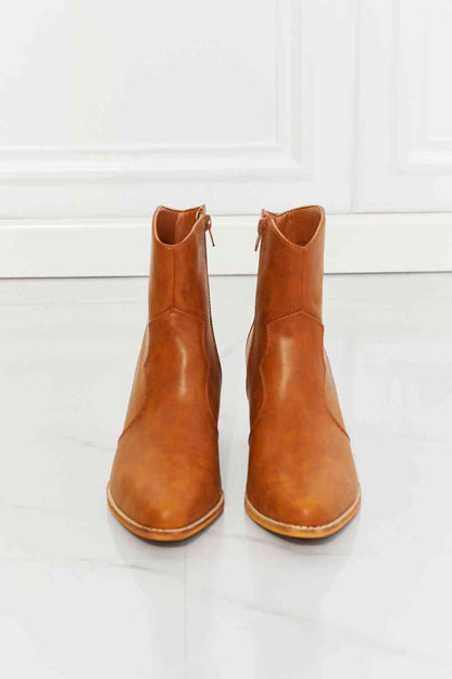 MMShoes Faux Leather Western Ankle Boots in Ochre  Trendsi   