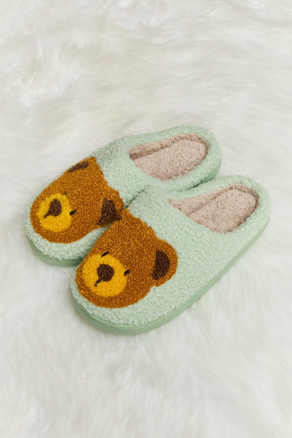 Teddy Bear Print Plush Slide Slippers  Trendsi   