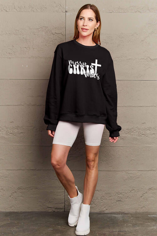 Simply Love Full Size MERRY CHRISTMAS Long Sleeve Sweatshirt  Trendsi   