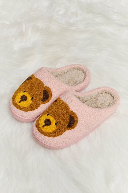 Teddy Bear Print Plush Slide Slippers  Trendsi   