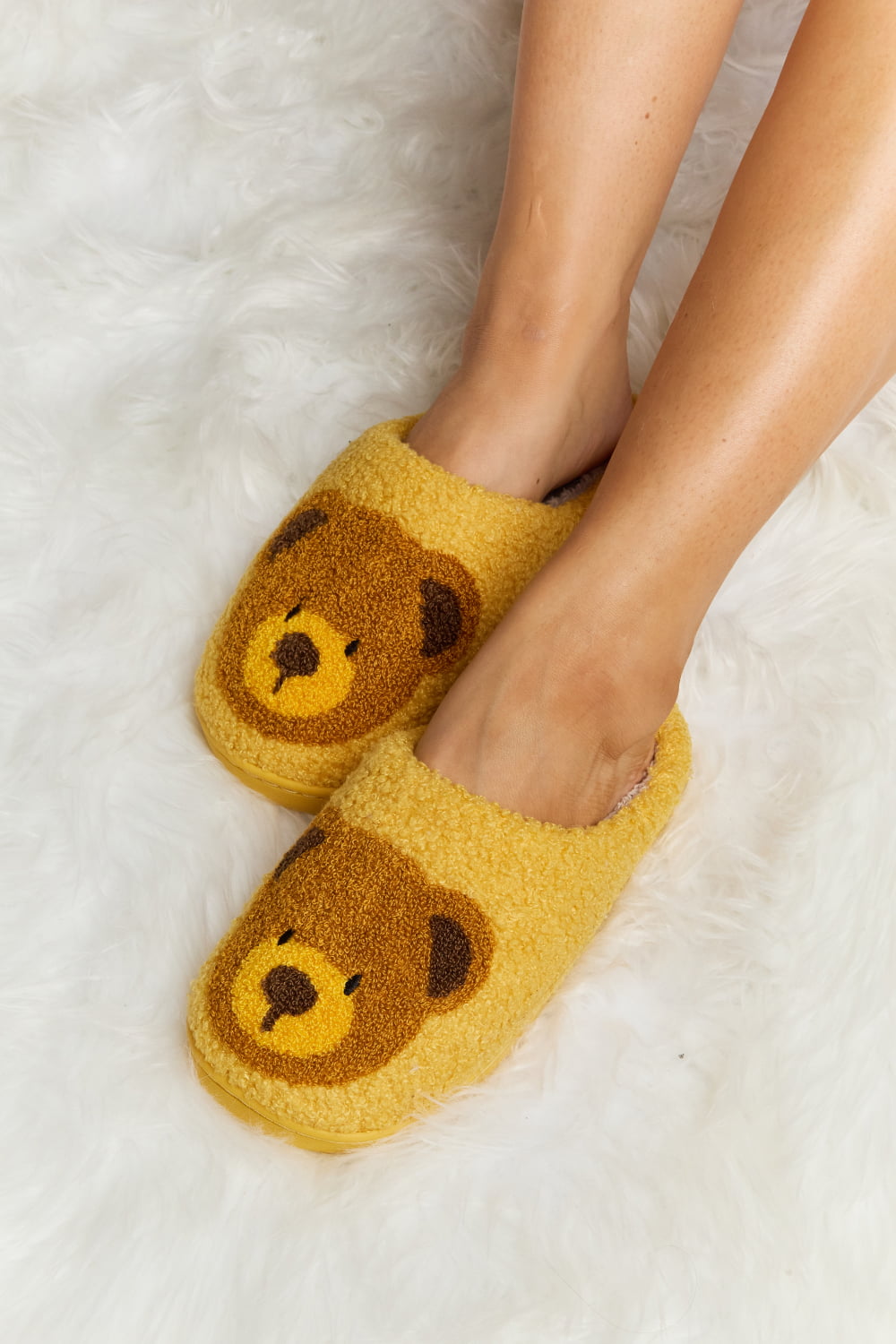 Teddy Bear Print Plush Slide Slippers  Trendsi   