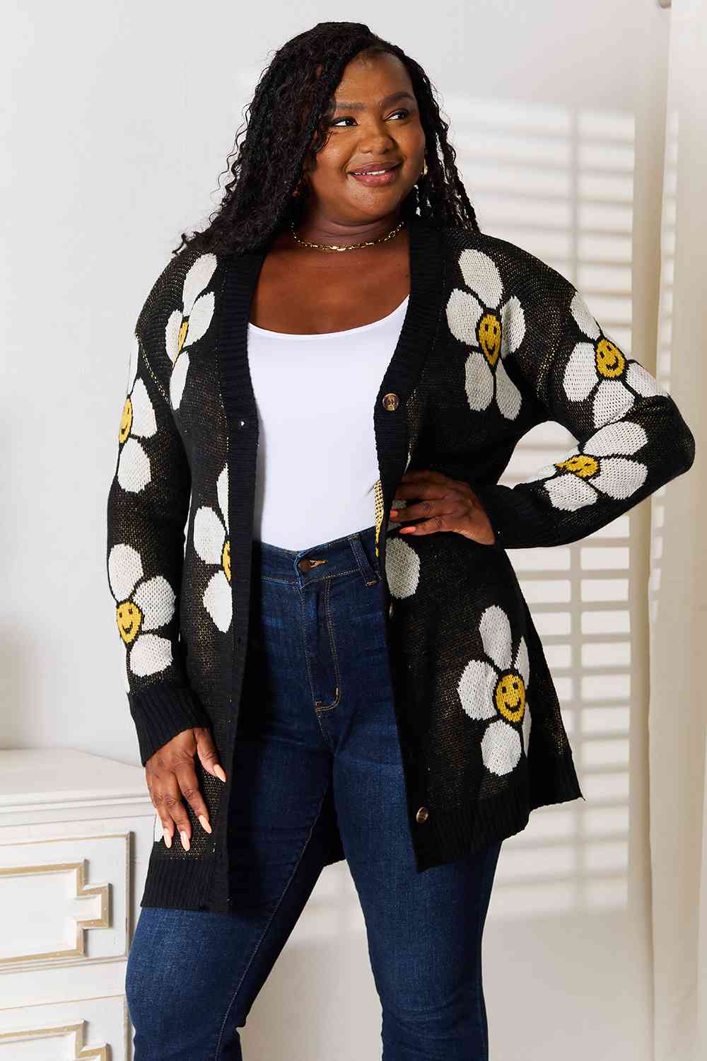 Double Take Floral Button Down Longline Cardigan  Jassorted   