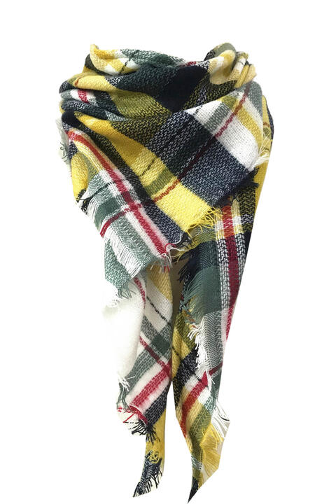 Faux Cashmere Plaid Scarf  Jassorted Style D One Size 