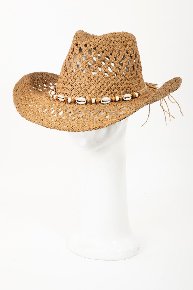 Cowrie Shell Beaded String Straw Hat  Trendsi One Size  