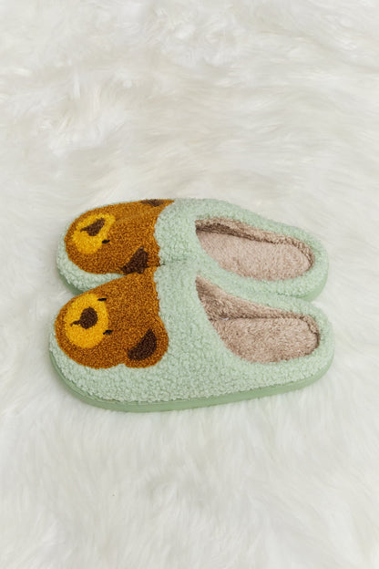 Teddy Bear Print Plush Slide Slippers  Trendsi   