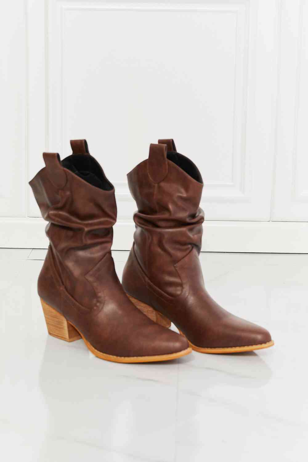 MMShoes Scrunch Cowboy Boots in Brown  Trendsi   