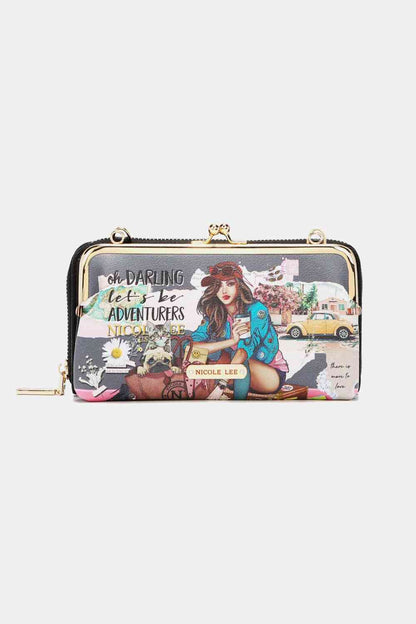 Nicole Lee USA Signature Kiss Lock Crossbody Wallet  Jassorted Journey Of Stephanie One Size 