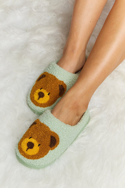 Teddy Bear Print Plush Slide Slippers  Trendsi   