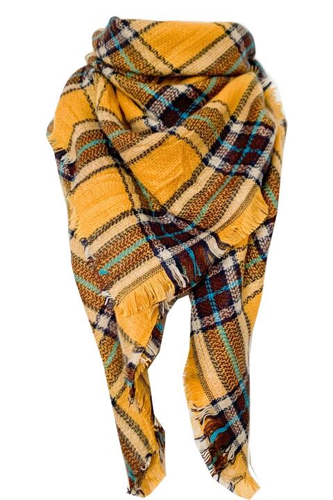 Faux Cashmere Plaid Scarf  Jassorted Style H One Size 