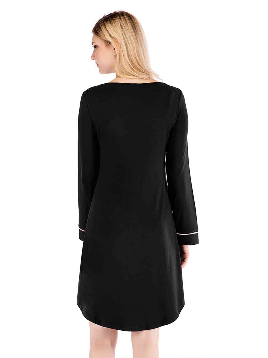 Round Neck Night Dress with Pocket  Jassorted   