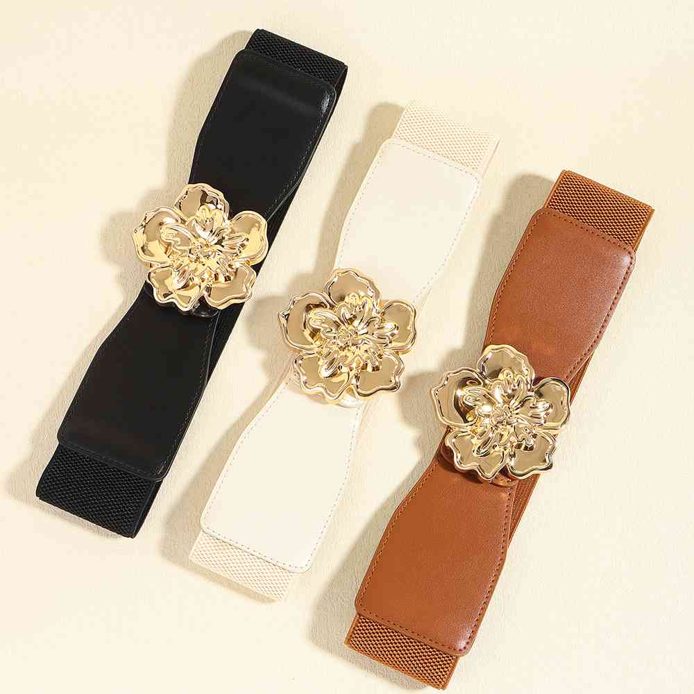 Flower Alloy Buckle Elastic Belt  Jassorted   