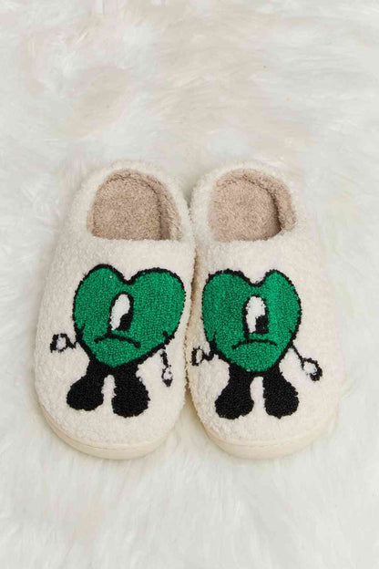 Melody Love Heart Print Plush Slippers  Trendsi   