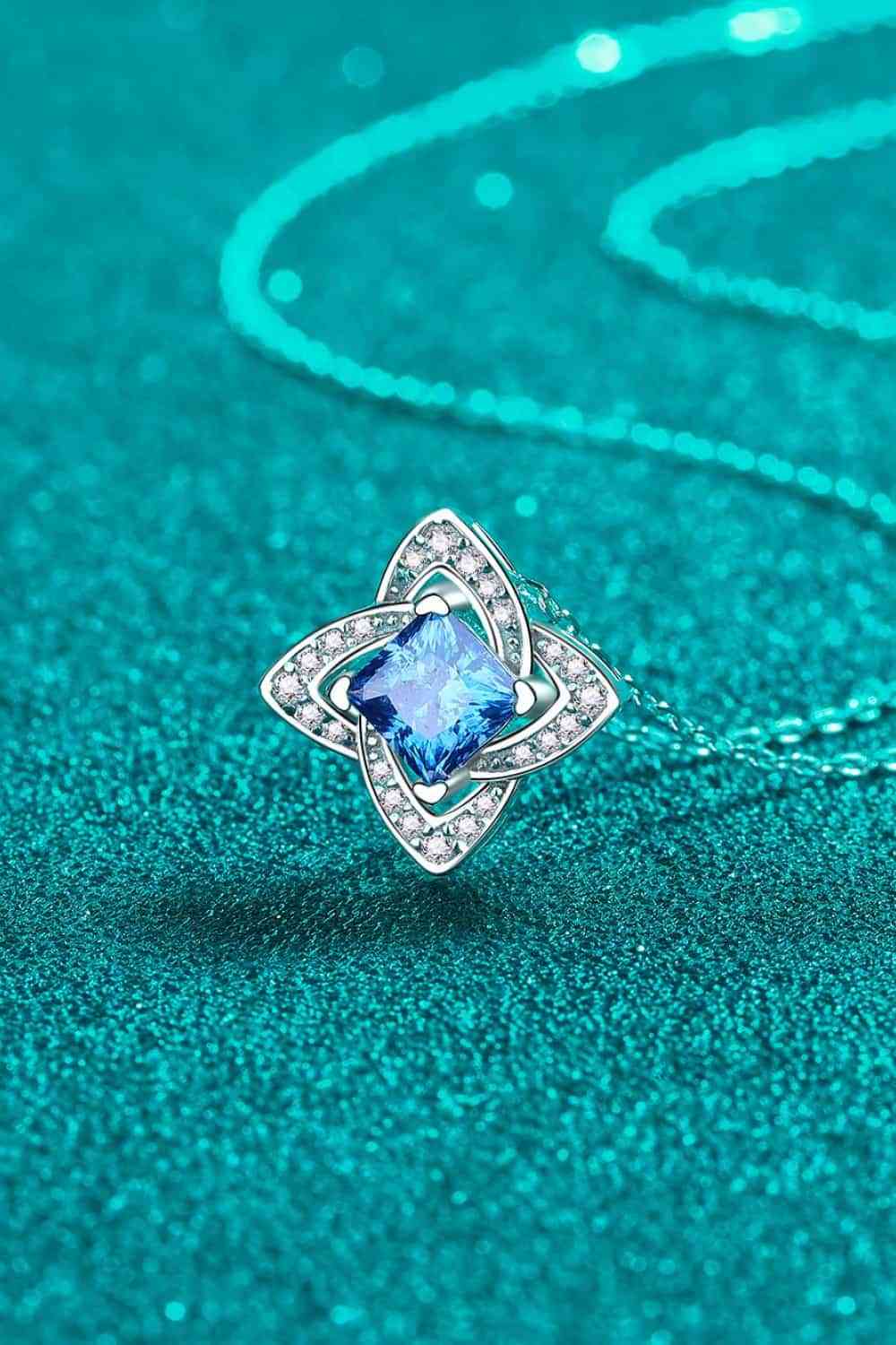 1 Carat Moissanite Floral Pendant Necklace  Jassorted   