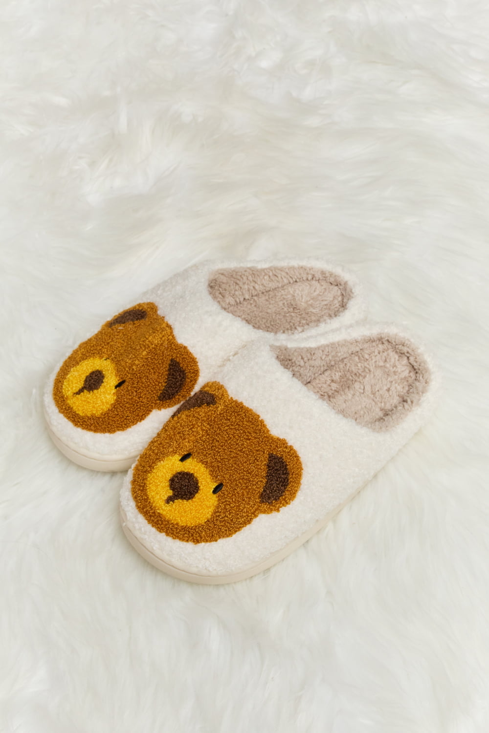 Teddy Bear Print Plush Slide Slippers  Trendsi   