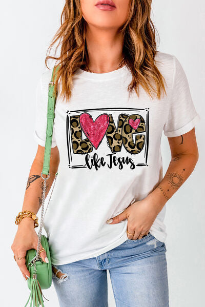 LOVE LIKE JESUS Short Sleeve T-Shirt  Jassorted White S 