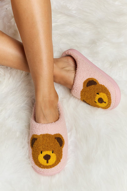 Teddy Bear Print Plush Slide Slippers  Trendsi Blush Pink S 