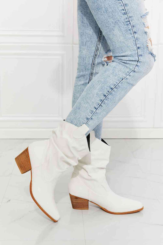 MMShoes Scrunch Cowboy Boots in White  Trendsi White 6 