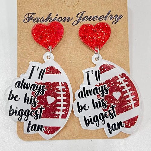 Heart Shape Sports Theme Acrylic Dangle Earrings  Jassorted Style C One Size 