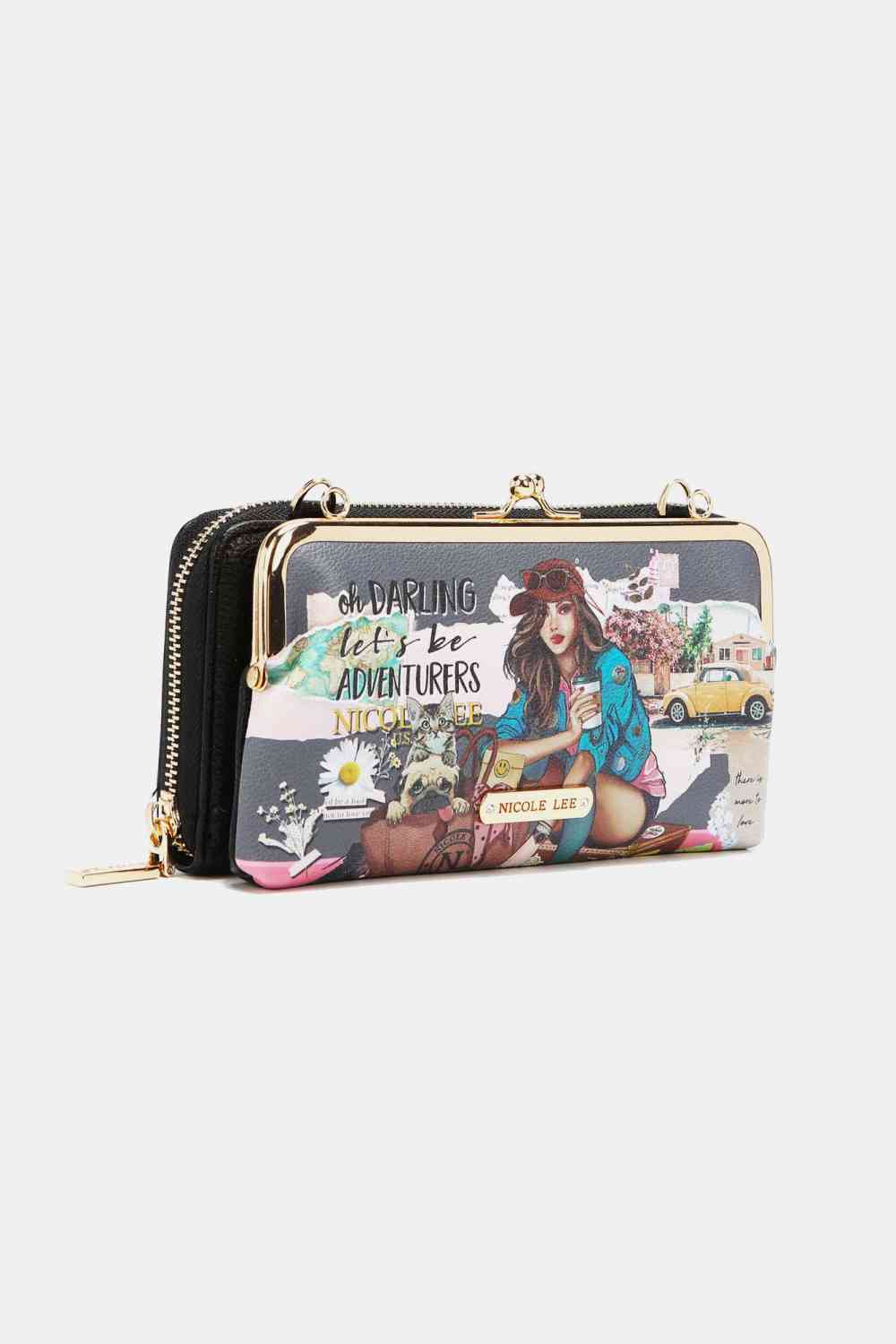 Nicole Lee USA Signature Kiss Lock Crossbody Wallet  Jassorted   