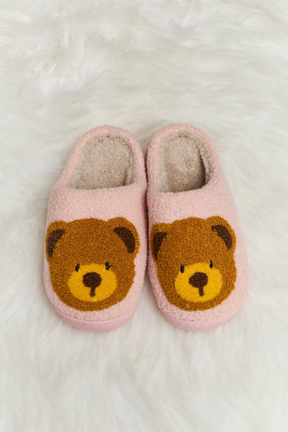 Teddy Bear Print Plush Slide Slippers  Trendsi   