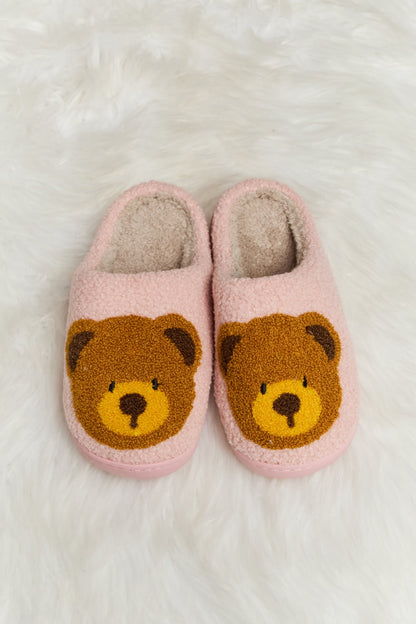 Teddy Bear Print Plush Slide Slippers  Trendsi   