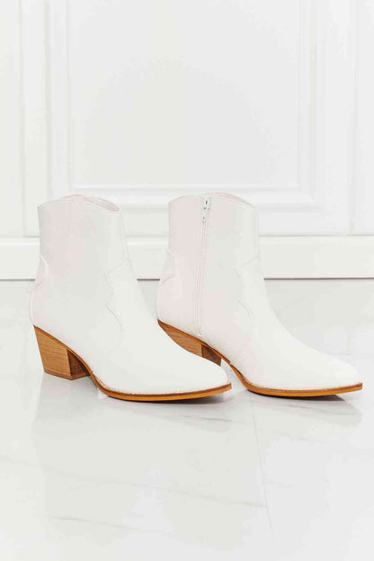 MMShoes Faux Leather Western Ankle Boots in White  Trendsi   