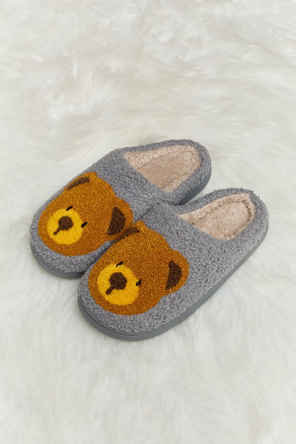 Teddy Bear Print Plush Slide Slippers  Trendsi   