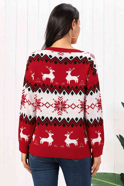 Reindeer Round Neck Sweater  Jassorted   