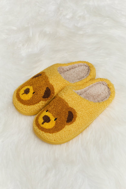 Teddy Bear Print Plush Slide Slippers  Trendsi   