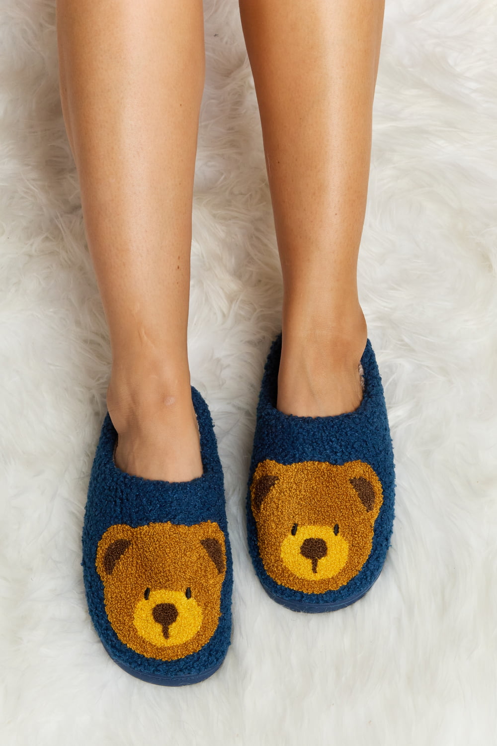 Teddy Bear Print Plush Slide Slippers  Trendsi   