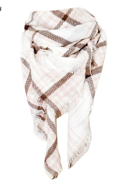 Faux Cashmere Plaid Scarf  Jassorted Style K One Size 