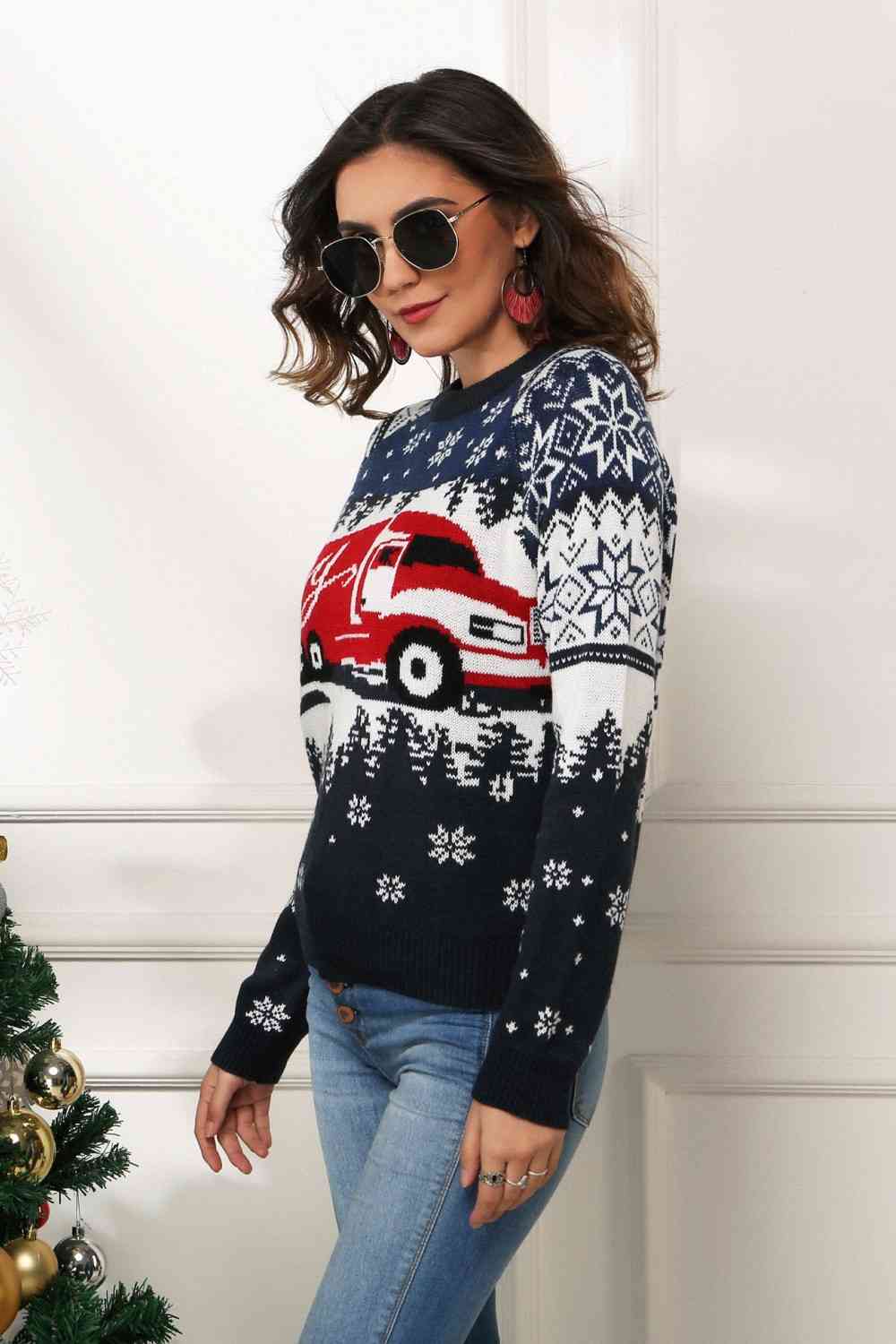 HAPPY Christmas Raglan Sleeve Sweater  Jassorted   