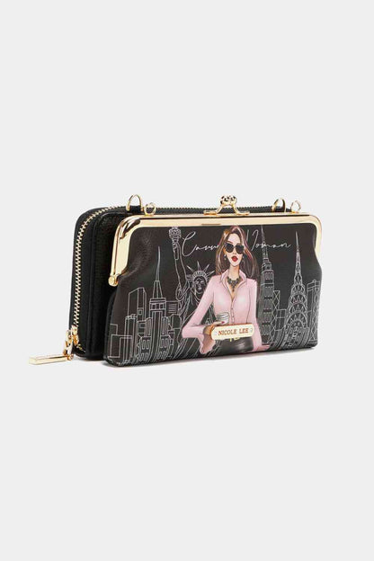 Nicole Lee USA Signature Kiss Lock Crossbody Wallet  Jassorted   