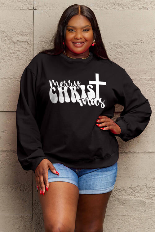 Simply Love Full Size MERRY CHRISTMAS Long Sleeve Sweatshirt  Trendsi   