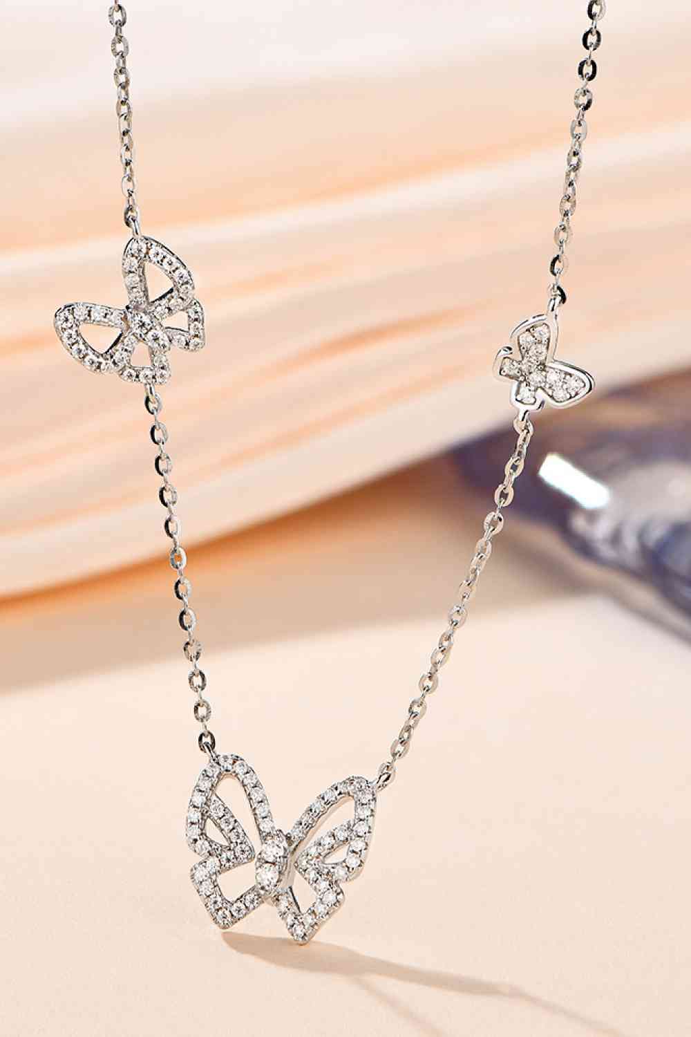 Moissanite Butterfly Shape Necklace  Jassorted   