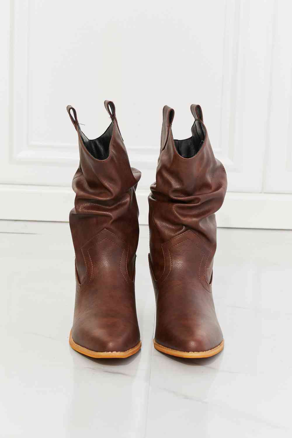 MMShoes Scrunch Cowboy Boots in Brown  Trendsi   