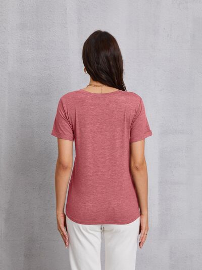 LOVE V-Neck Short Sleeve T-Shirt  Trendsi   