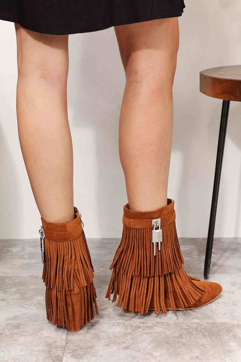 Legend Women's Tassel Wedge Heel Ankle Booties  Trendsi   