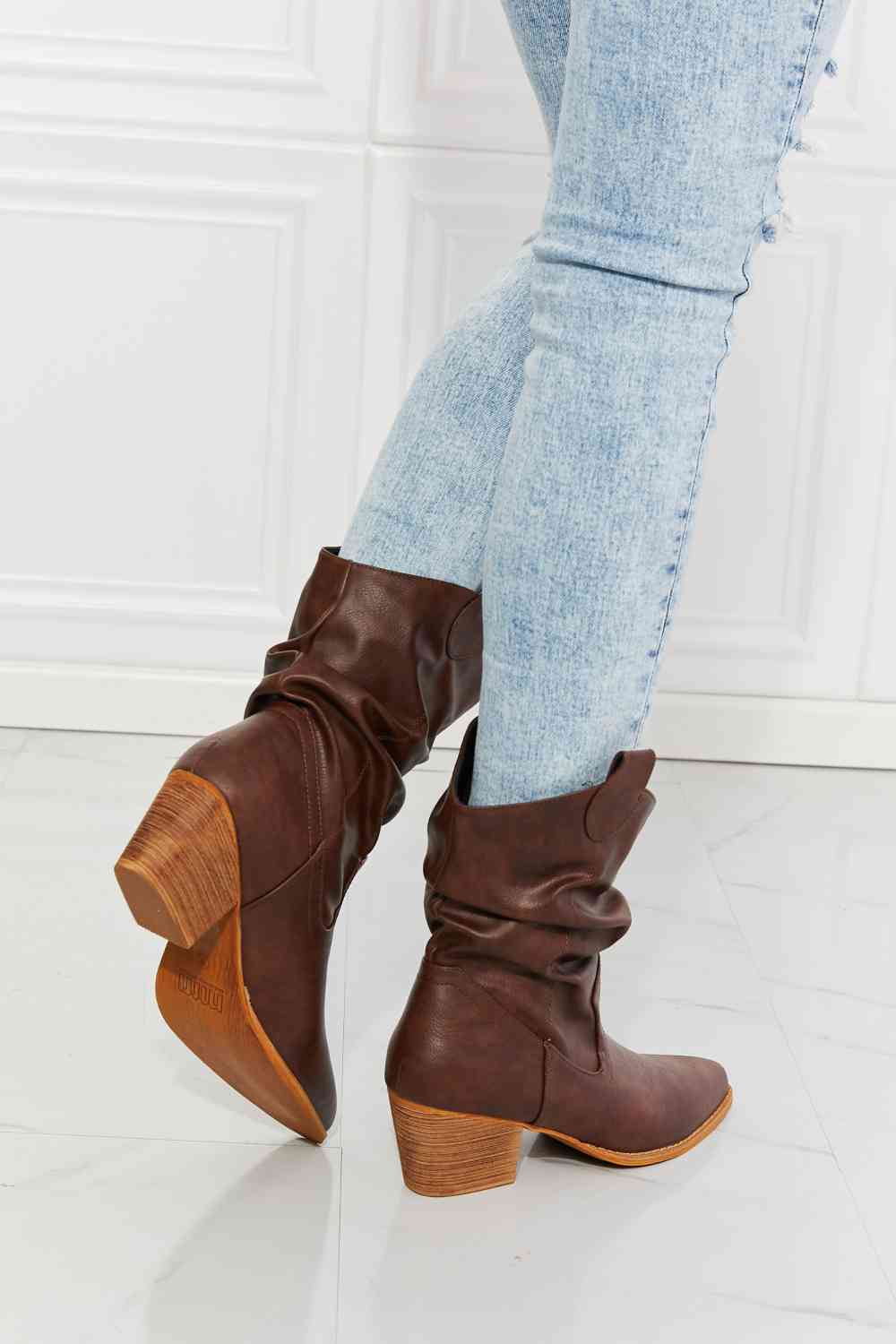 MMShoes Scrunch Cowboy Boots in Brown  Trendsi   