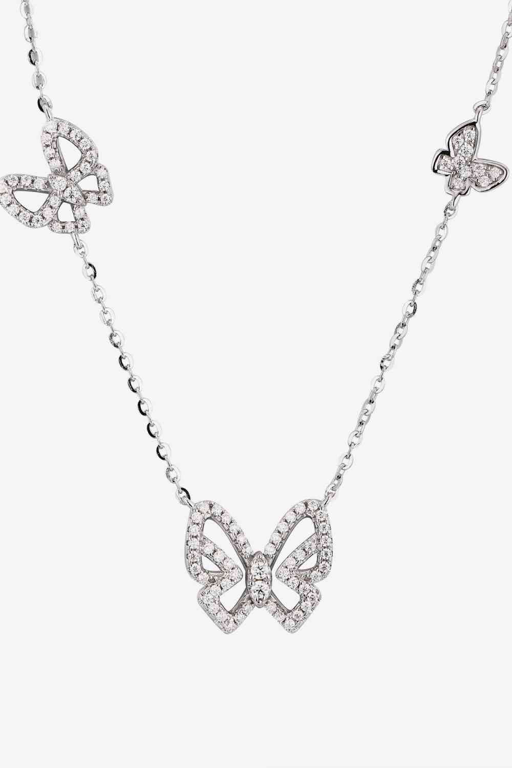 Moissanite Butterfly Shape Necklace  Jassorted Silver  