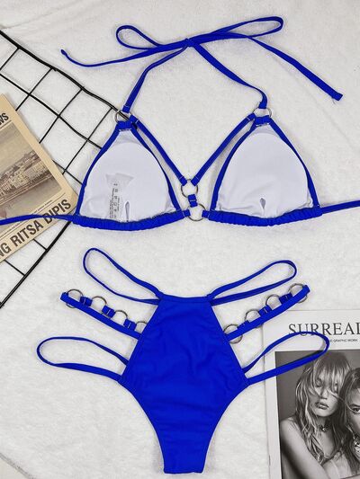 Cutout Halter Neck Two-Piece Bikini Set  Trendsi Royal  Blue S 