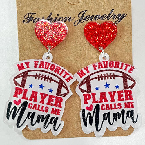 Heart Shape Sports Theme Acrylic Dangle Earrings  Jassorted Style G One Size 