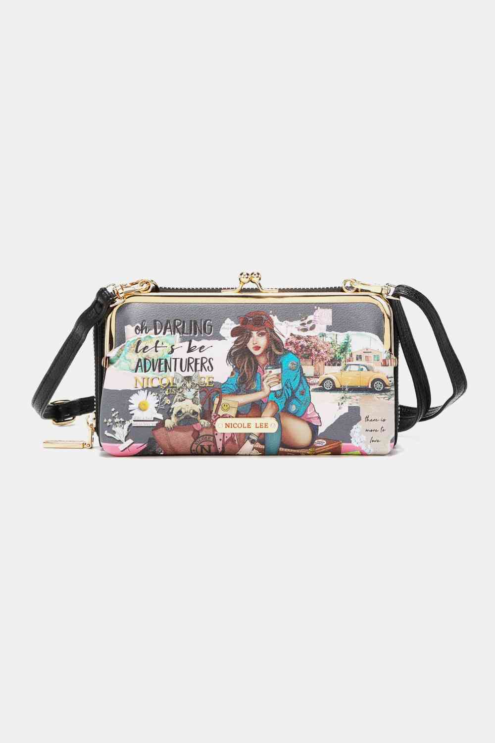 Nicole Lee USA Signature Kiss Lock Crossbody Wallet  Jassorted   