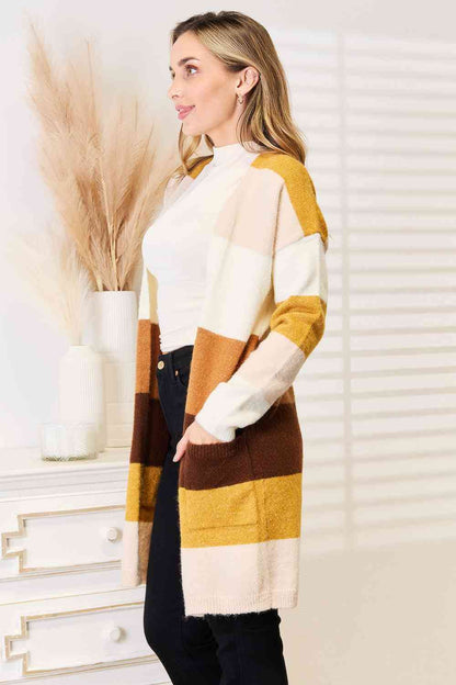 Woven Right Color Block Dropped Shoulder Cardigan  Jassorted   