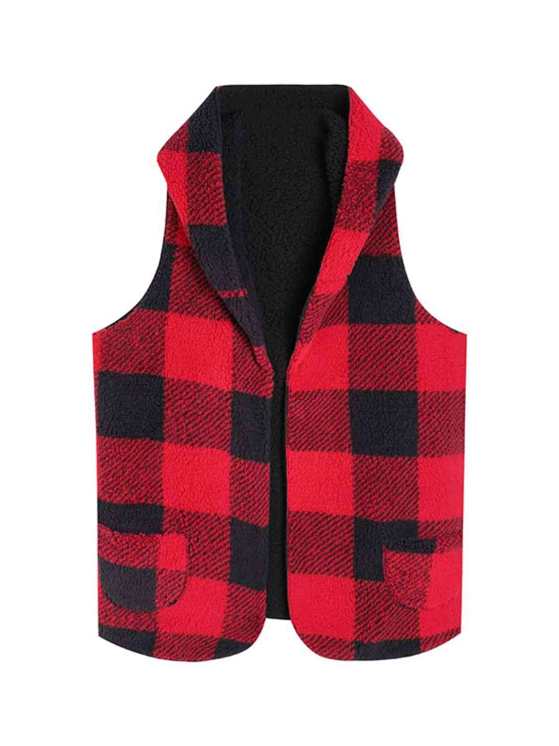 Plaid Hooded Vest  Jassorted   