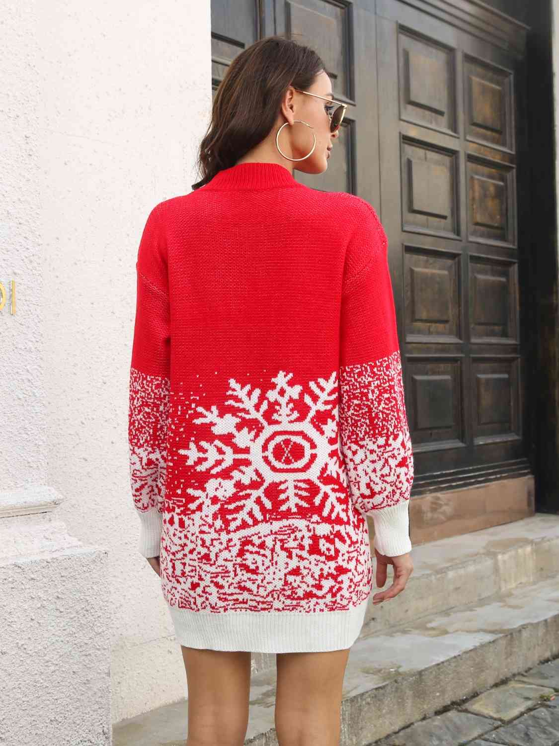 Snowflake Pattern Sweater Dress  Jassorted   