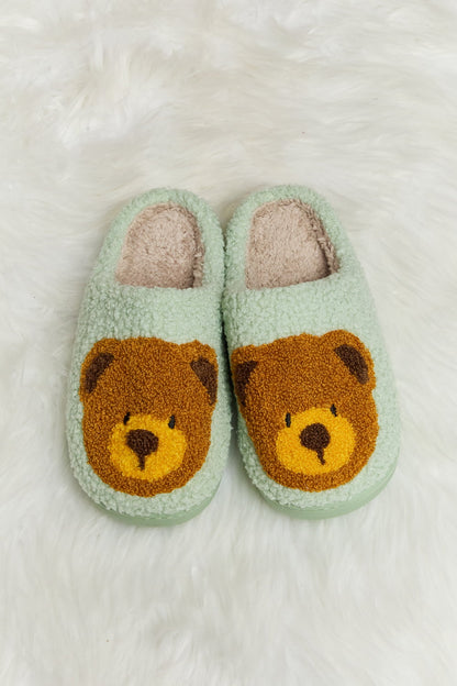 Teddy Bear Print Plush Slide Slippers  Trendsi   