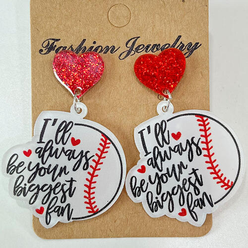 Heart Shape Sports Theme Acrylic Dangle Earrings  Jassorted Style E One Size 